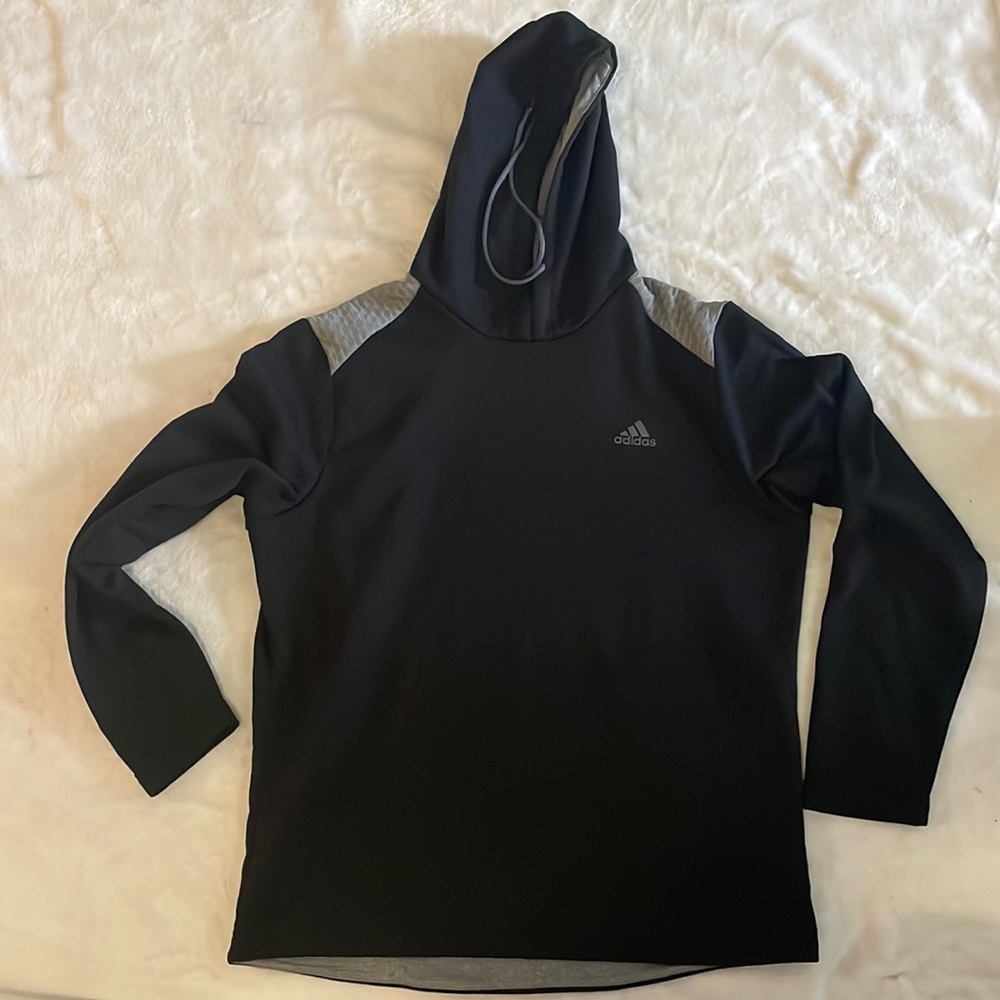 Adidas Black and Gray Hoodie Size L